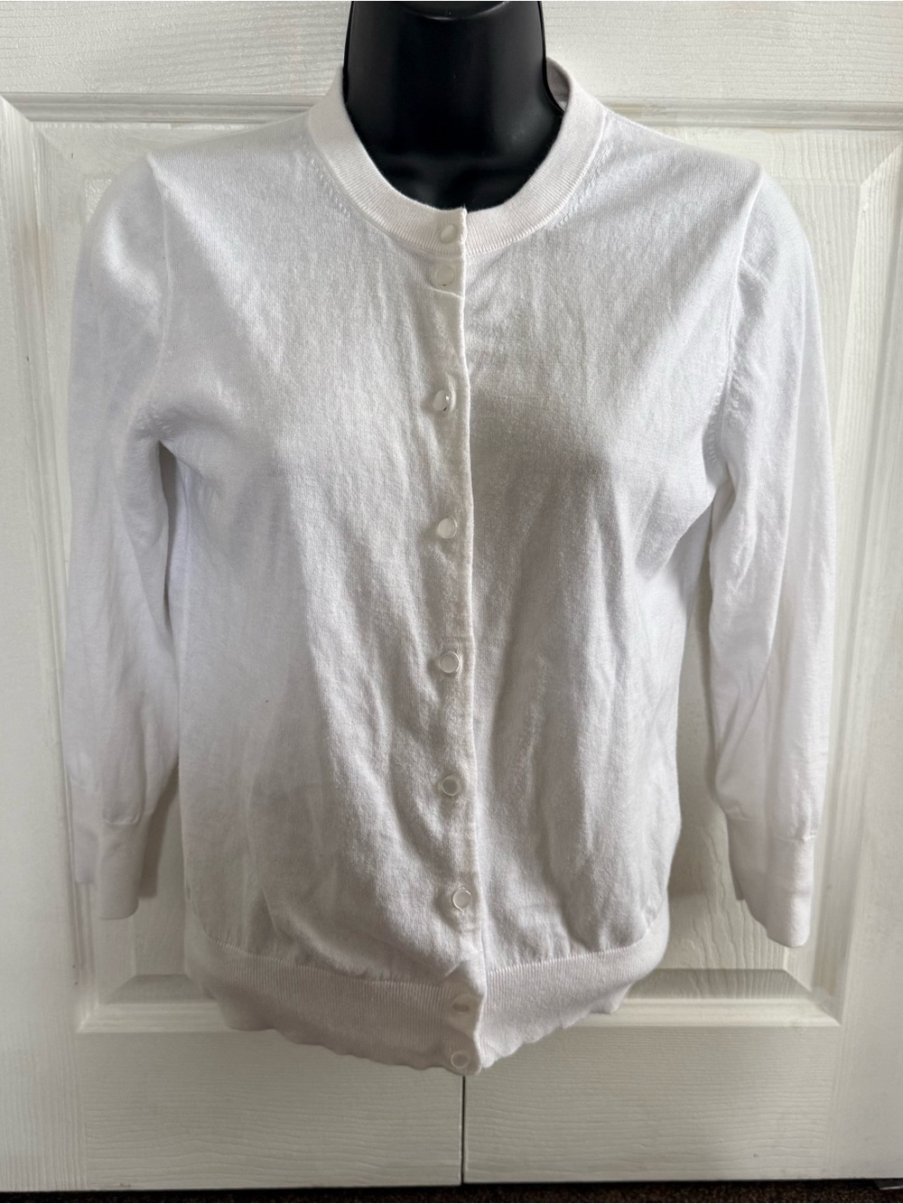 J. Crew White Knit Button Cardigan